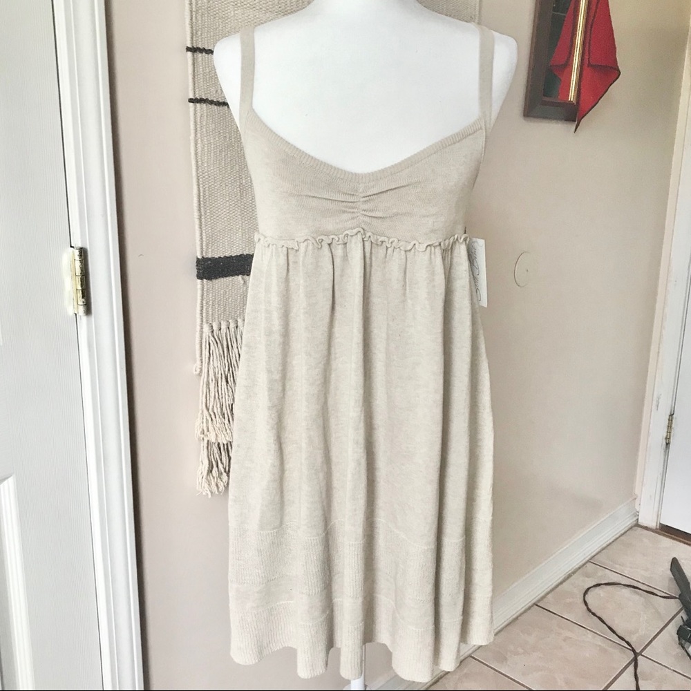 NWT Light brown Textured Ruffle Dress